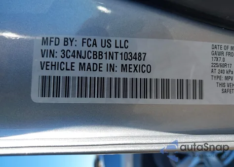 2022 Jeep Compass Latitude Fwd из США, поврежденный, VIN 3C4NJCBB1NT103487